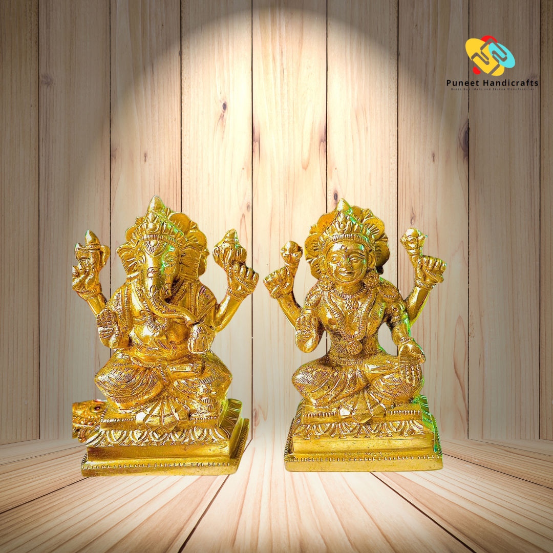 Laxmi Ganesh Brass Statue Idol